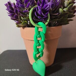 Green Heart Charm‎ Chain Keychain Bag Purse Accessory Women Girls NWOT